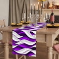 thumbnail image 2 of Table Runners 72 Inches Long Dress Scarves, Purple White Moire Farmhouse Kitchen Table Runner, Coffee Tablerunners, Modern Abstract Art 16x72 Inch, 2 of 9