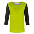 thumbnail image 4 of BLVB Womens 3/4 Sleeve Tunic Tops Trendy Color Block Crewneck Spring T-Shirts Casual Loose Comfy Going out Tee Shirts, 4 of 5