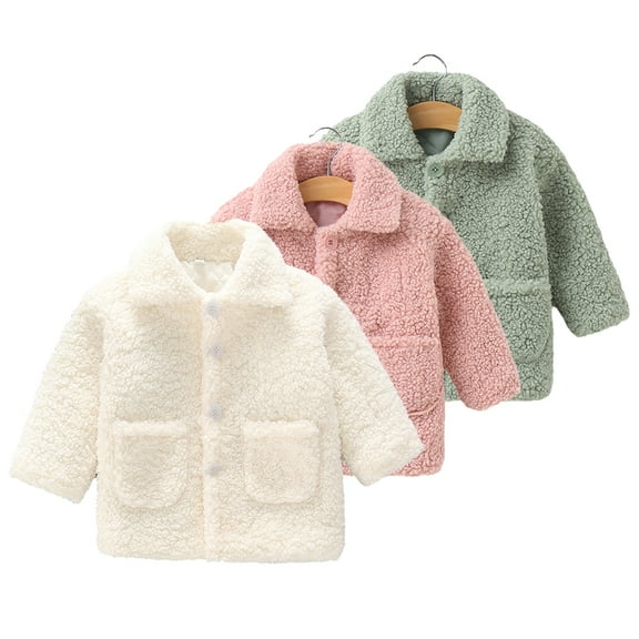 Godderr Kids Toddler Autumn Winte Jacket Cute Casual Warm 1-8Y Baby Winter Outwear Fleece Long Sleeve Thick Fleece Jacket Coat Tops