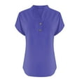 thumbnail image 2 of WCJM Women's Summer Short Sleeve Casual Loose Swing T-Shirt Dress Women's Short Sleeve T-Shirt Loose Button Shirt Tops Stand Solid Color Sleeve Collar Casual Women's Shirt, 2 of 6
