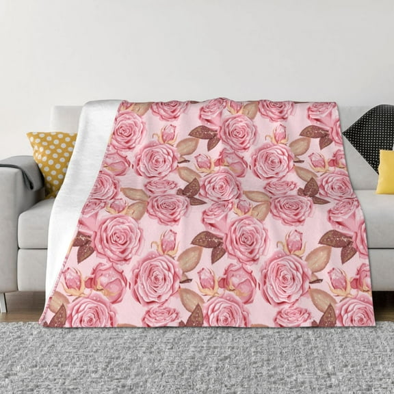 Naloa Rose Flowers Flannel Blankets - Thick and Warm Blanket for Winter, Soft Fuzzy Plush King Blanket for All Seasons40"x30"