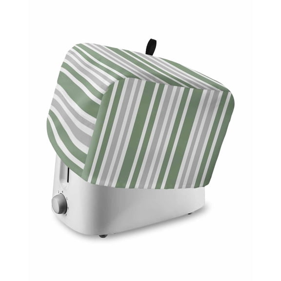 Sage Green Grey Stripe Toaster Cover 2 Slice, Small Kitchen Appliance Covers, Farmhouse Minimalist Striped Toaster Oven Cover with Loop, Bread Machine Cover Polyester Dust Cover Protection