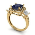thumbnail image 2 of 3.005 ct Princess Cut Simulated Blue Sapphire Three-Stone Engagement Ring for Women in 18K Yellow Gold, 2 of 5