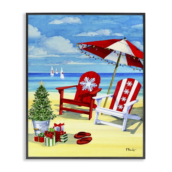 Stupell Industries Tropical Holiday Beach Scenery Black Framed Giclee Art, 11 x 14, by Paul Brent