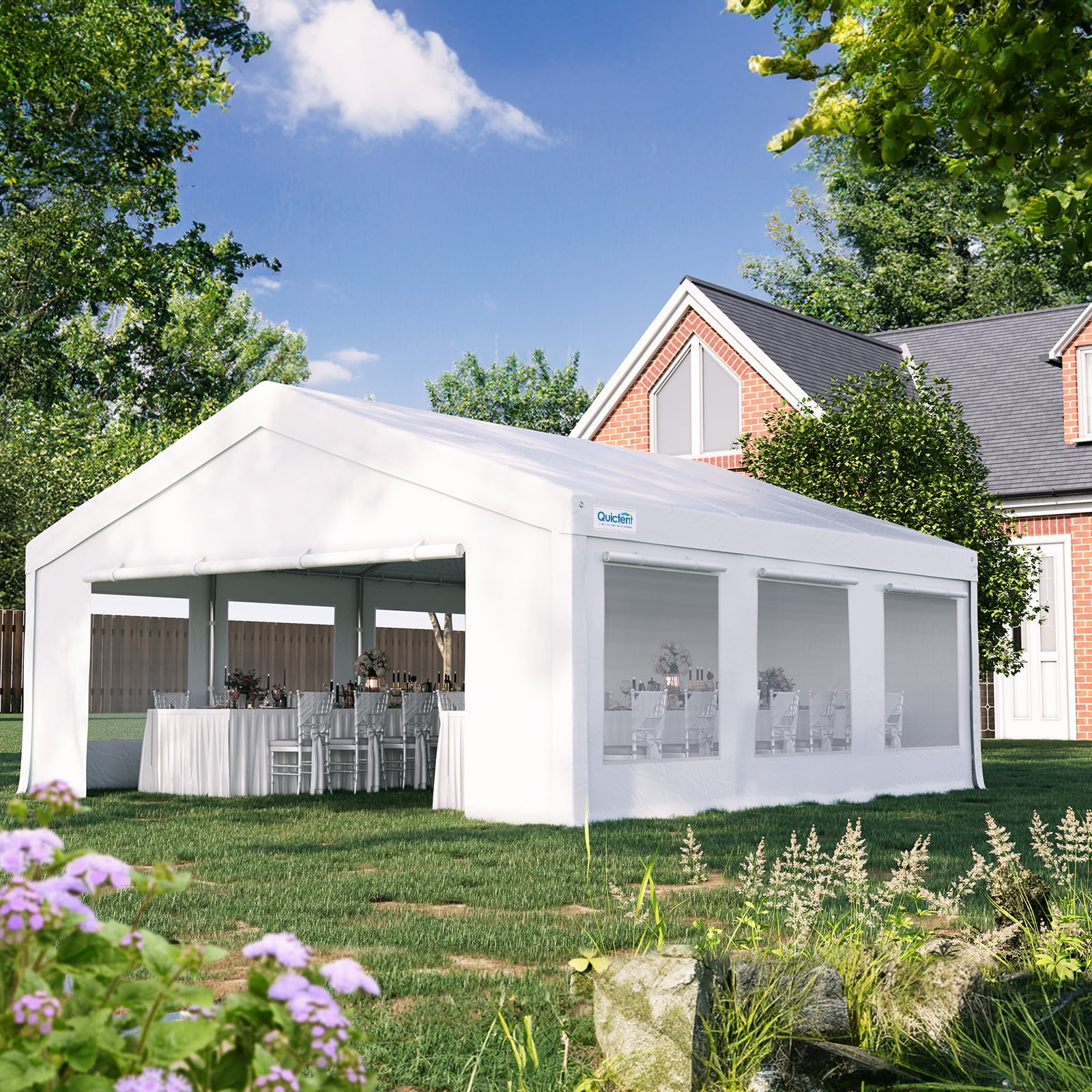 Quictent 20x20ft Party Tent Waterproof Canopy with Mesh Windows