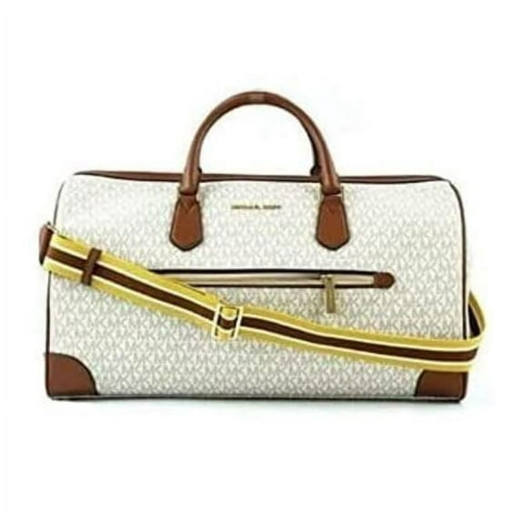 Michael Kors Womens Extra Large Top Zip Duffle Bag (Vanilla) MK Signature