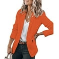 thumbnail image 2 of Outfmvch Suits Blazer For Women 2023 Jackets Women'S Open Work Blazers Coat Casual Sleeve Front Long Office Women'S Coat Womens Blazer Orange M, 2 of 7