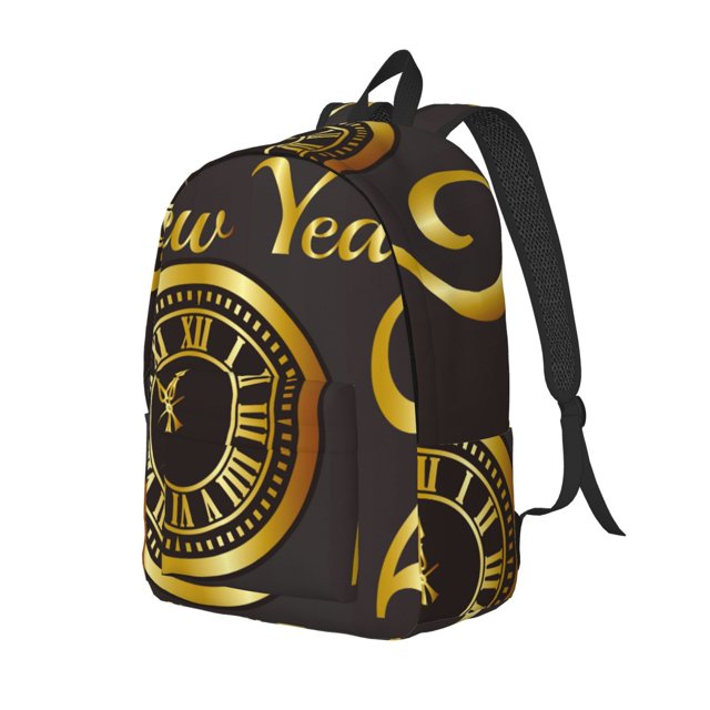 Vsdgher 2025 New Year Print Canvas Backpack Travel Rucksack Unisex Knapsack 15.7/17.7Inch Laptop Backpack for Work,College-Small