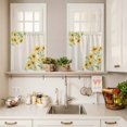 thumbnail image 3 of 3 Piece Kitchen Curtains and Valances Set Yellow Daisy Flowers Cafe Curtains 36 Inch Length Spring Summer Rustic Garden Floral Valance & Tier Curtain for Living Room Bedroom Window 54"x18"+27"x36"*2, 3 of 6