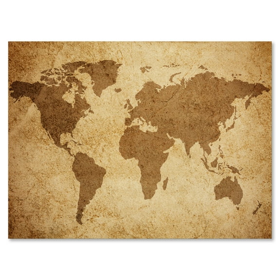 Ancient World Map V 12 in x 8 in Painting Canvas Art Print, by Designart