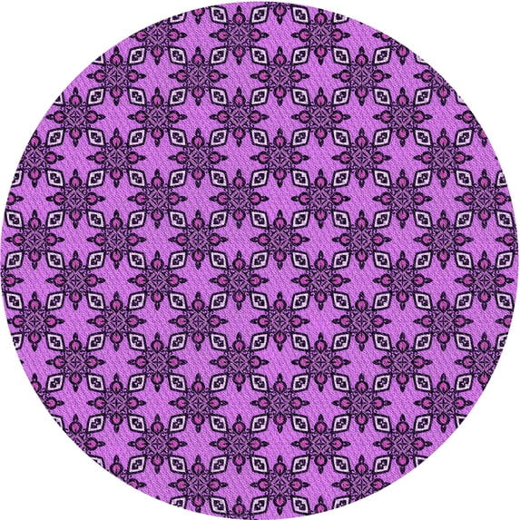 Ahgly Company Indoor Round Patterned Purple Area Rugs, 4' Round