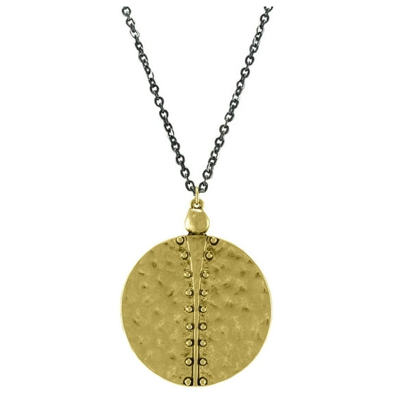 Blue Box Boutique Inc Two Tone Gold Hematite Aztec Inspired Long Statement Necklace for Women, Men, Teens