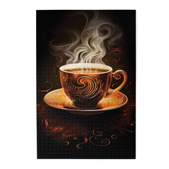 1000 PCS Hot Chocolate Puzzles For Adults 1000 Pieces,Brain Challenge,Enjoy The Puzzle Solving Process,Featuring Exquisite And Unique Illustrations, Depict A Cup Of Hot Cocoa,Wooden Puzzle