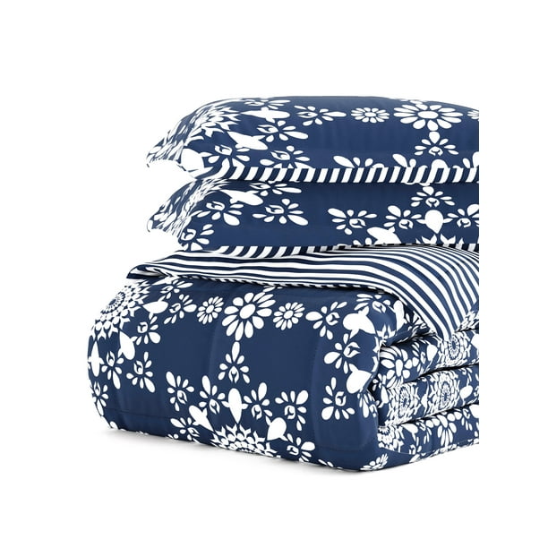 Comfort Canopy Ultra Soft DoubleSided Comforter Navy Medallion and