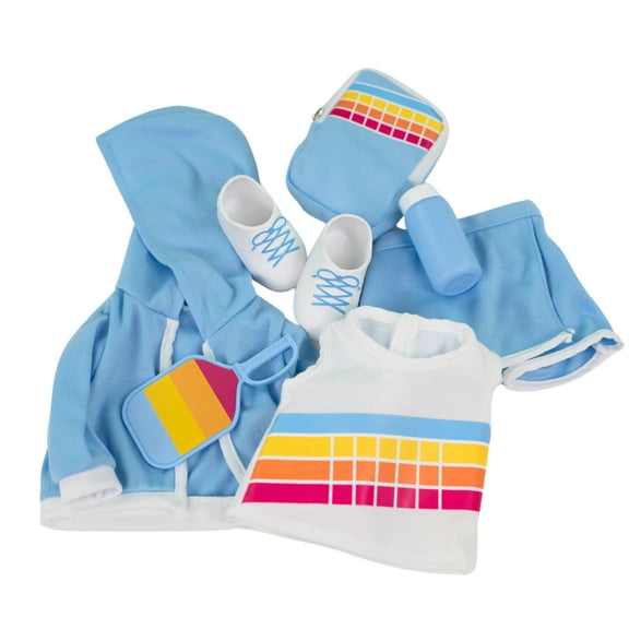 My Life As Pickleball Fashion Set for 18-inch Doll, 8 Pieces Included; Blue,  White Multicolor