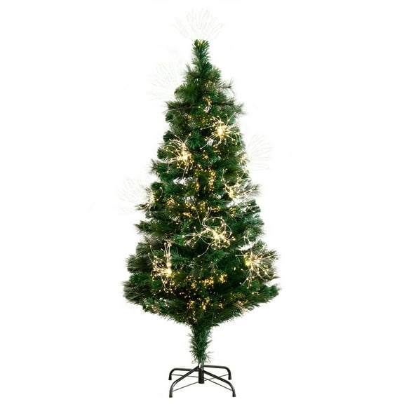 Nearly Natural 5ft. Pre-Lit Fiber Optic Artificial Christmas Tree, Green
