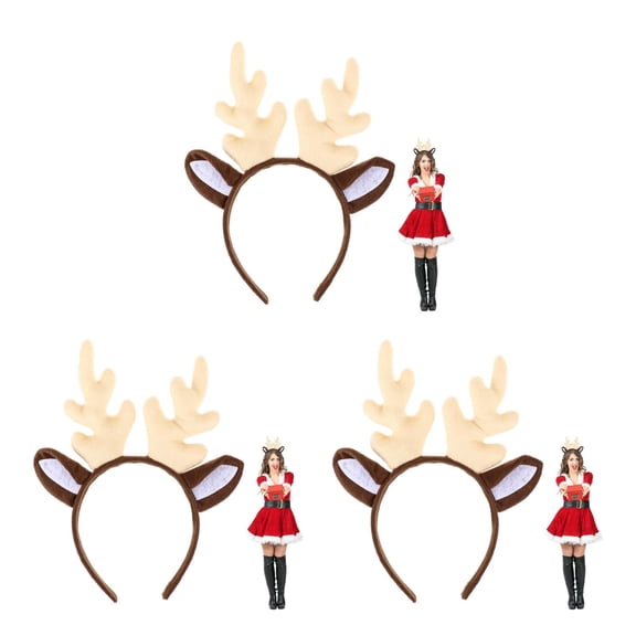 ETEREAUTY Xmas Antler Headband White Festive Headdress for Decoration (3Pcs)