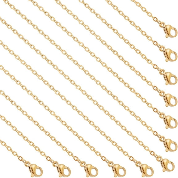 1 box 12pcs Chain Necklaces 18K golden Plated Stainless Steel Belcher Chain Replacement Necklace 19.76 inch Long for Men Women