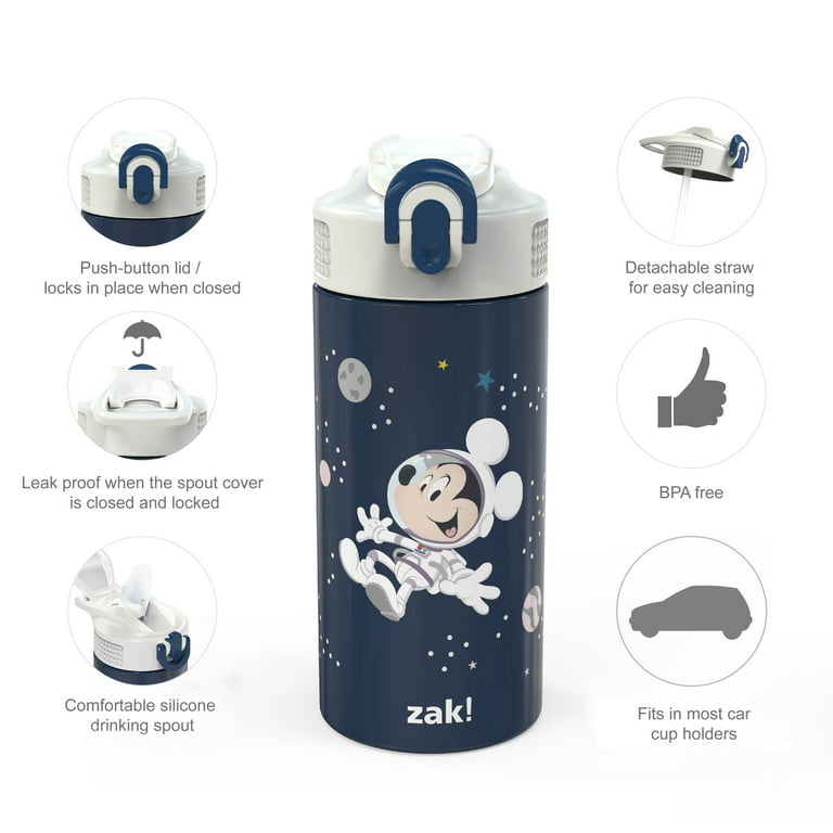 Zak Designs Disney Pixar Toy Story Insulated Kids Water Bottle 14 oz 18/8  Stainless Steel Thermal Vacuum with Flip-Up Straw Spout and Locking Spout  Cover, Durable Cup for Sports or Travel 