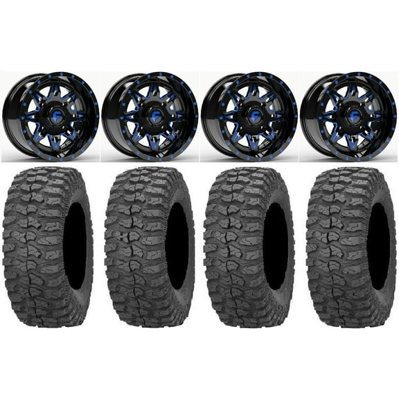 Fuel Lethal Blue 14" Wheels 32" Rock-A-Billy Tires Sportsman RZR Ranger