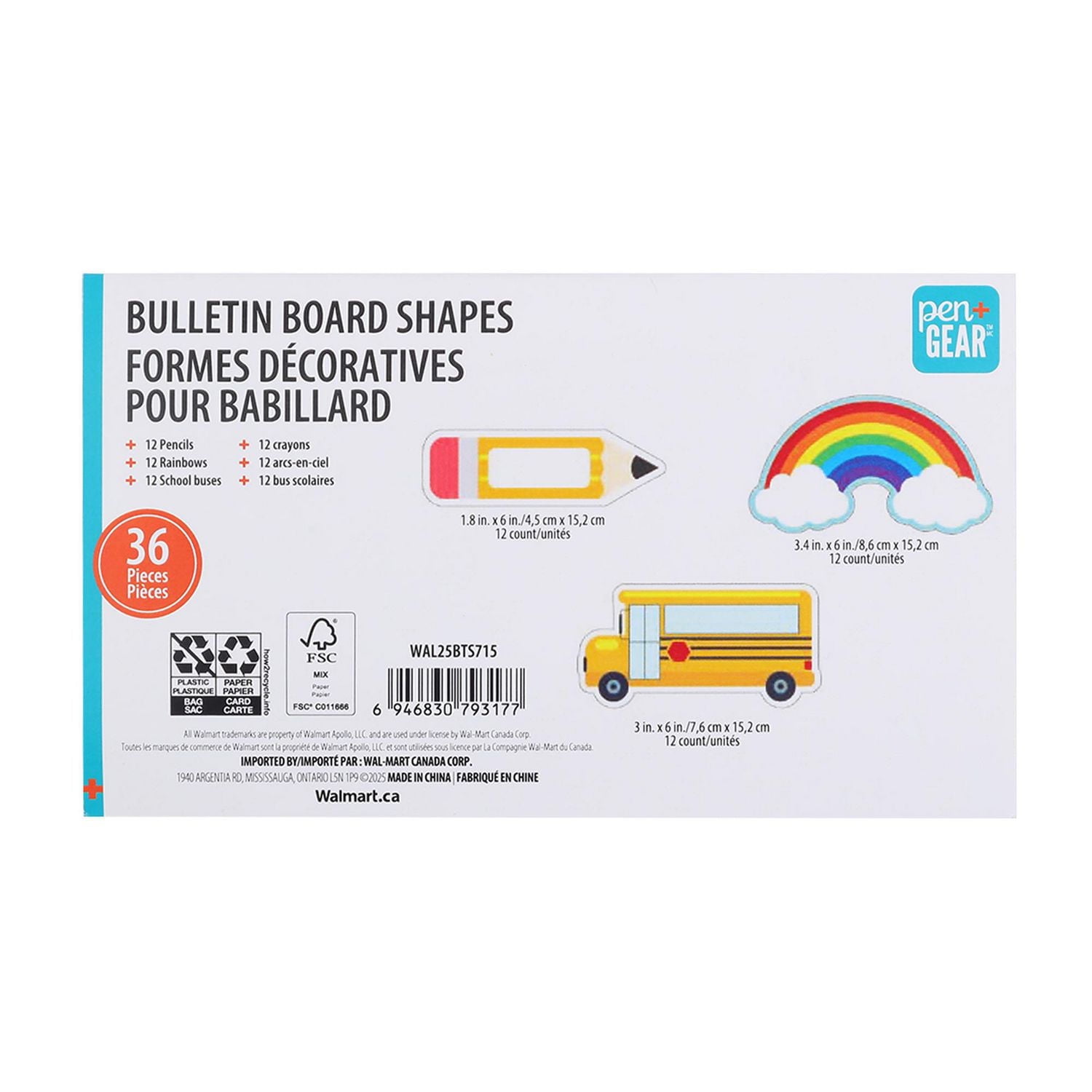 Pen+Gear Die Cut Bulletin Board Shapes, 3 Designs, 36 Count