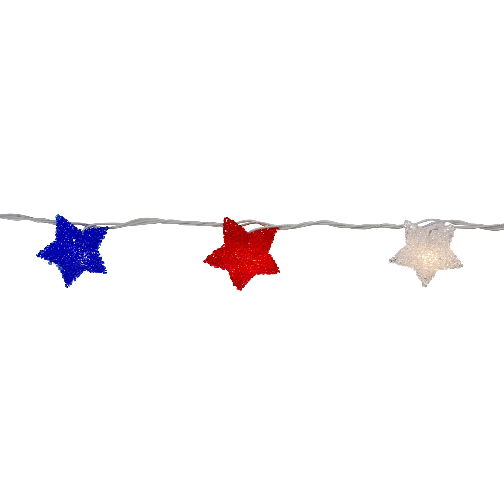 Northlight 10ct Patriotic 4th of July Star Shaped Outdoor String Lights - 6' White Wire