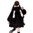 thumbnail image 2 of Arvbitana Women Bunny Ear Hoodie, Adults Fuzzy Fluffy Long Sleeve Sweatshirt with/without Pom Poms, 2 of 6