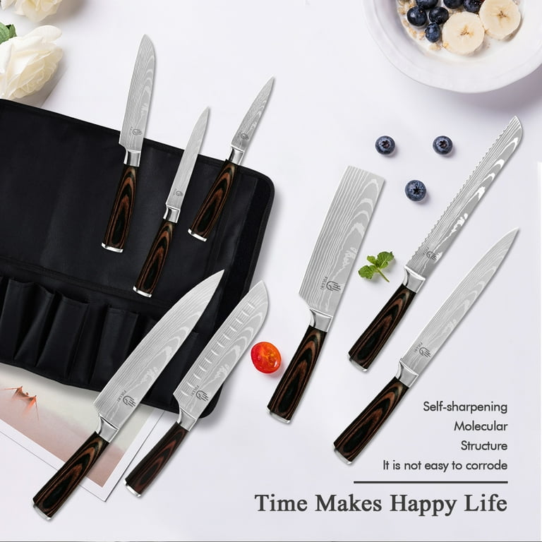 FULLHI Knife Set, 14pcs Japanese Chef Knife Set, Premium German Stainless Steel Kitchen Knife Set, Silver