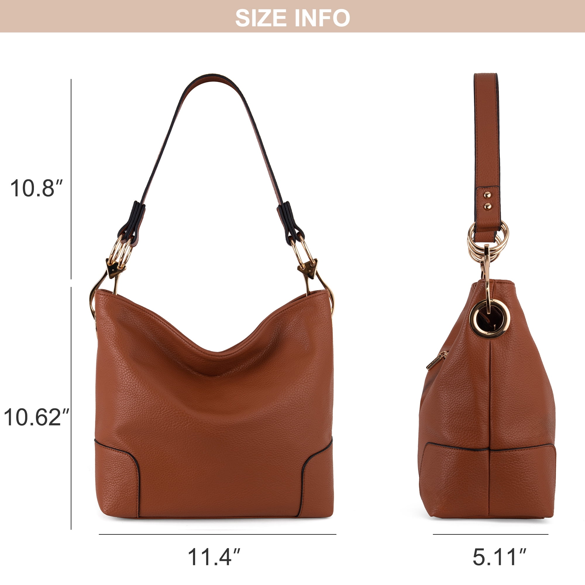 Montana West Hobo Bags for Women Top Handle Satchel Shoulder Purse Bucket Handbag, Brown