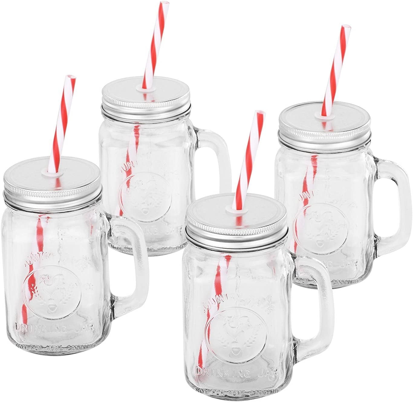 12 oz Mason Glass Jars with Silver Lids by Premium Vials 12 pcs 