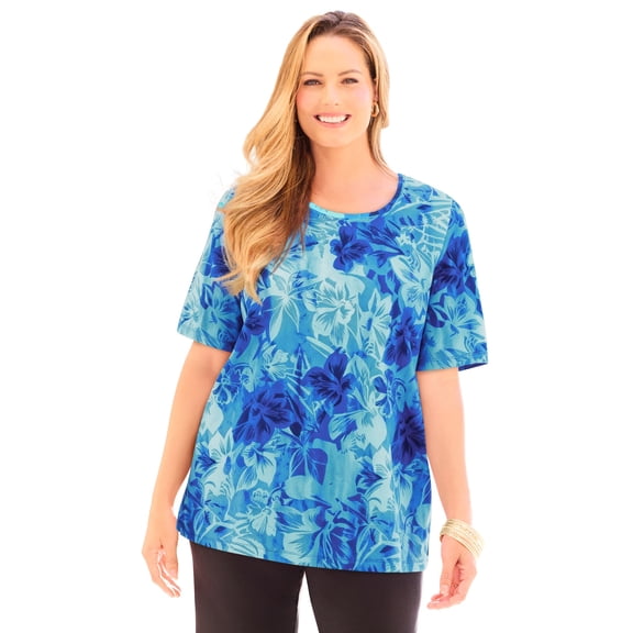 Catherines Women's Plus Size Petite Suprema Short Sleeve Scoopneck Tee