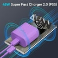 thumbnail image 3 of 45W Super Fast Charger Type C 2Pack USB C Fast Charging Block Wall Charger with 2*6.6FT Android Phone Charger Cable Compatible with Samsung Galaxy S25/S24/S23/Ultra/S25/S24/S23/Plus/Purple, 3 of 7