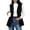 02-Black, variant on Yutgune Women's Long Quilted Vest Lapel Collar Sleeveless Jacket Casual Fall Outerwear
