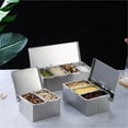 thumbnail image 6 of MASLVO Food Storage Clearance Sale 3/4/5/6 Compartment Trays Stainless Steel Detachable Topping Station Plastic Pizza Ingredients Condiment Dispenser Reusable Condiment Seasoning Container For Home, 6 of 8