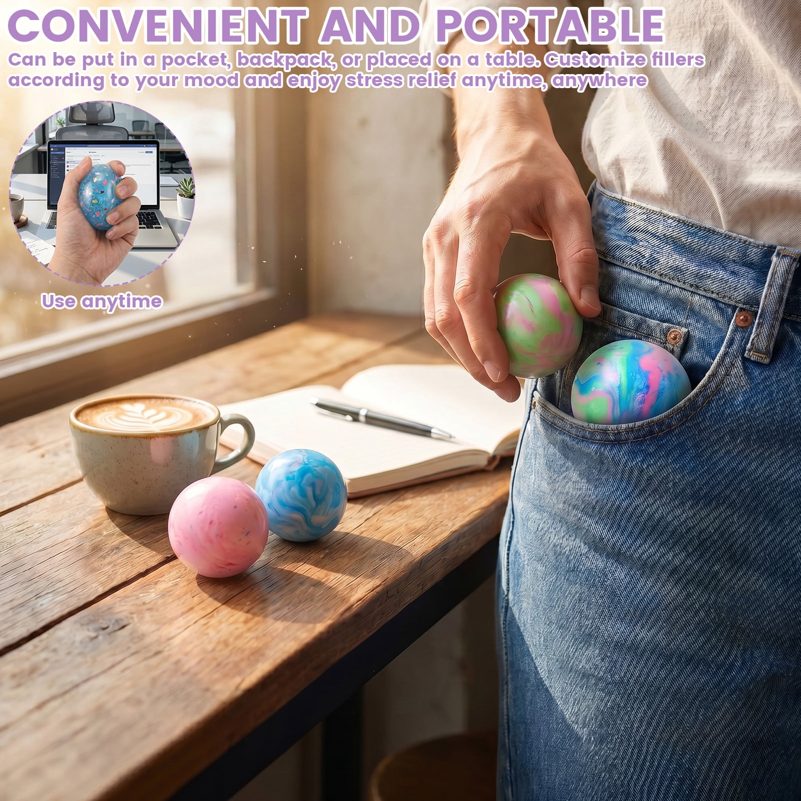 DIY Stress Ball Making Kit-Easy DIY- 9 TPR Skins, 15 Fillers, Create ASMR Anxiety Relief Toys, Handmade Squishy Stress Balls, Self-Care Gifts for Women, Crunchy Relaxing