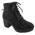 thumbnail image 1 of Womens Casual Lug Sole Chunky Heel Ankle Combat Boot, 1 of 2