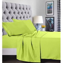 6 Piece Bed Sheets ,Flat Sheet,Fitted and Pillowcase 1800 Series Bed Sheet set-King Lime