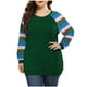 thumbnail image 1 of Moda mujer Casaul Print Plus manga larga Patchword O-cuello camiseta blusa Fridja  hkj3310, 1 of 5