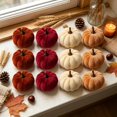 thumbnail image 4 of NKOOGH Velvet Pumpkin Ornaments Set of 12 for Fall Table Centerpiece and Thanksgiving Halloween Decor,1 Set, 4 of 5
