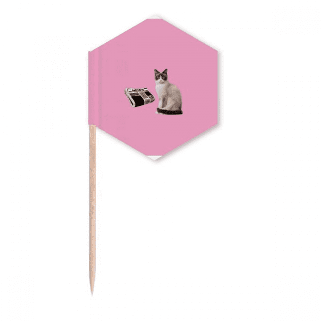 Chat Lire Corps Torsion Art Déco Mode Cure-Dents Drapeaux Pics à Cupcakes Fête Célébration