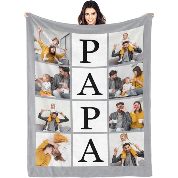 AISENIN Personalized Fathers Day Blanket Papa Gifts Customized Blankets with Photos Personalized Throw Blanket Custom Picture Blankets Fathers Day Birthday Gifts for Papa