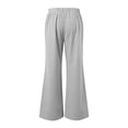 thumbnail image 6 of Endives Striped Linen Pants Women Wide Leg Pant Elastic Waist Tie Up Lightweight Loungewear Casual Trousers Grey, 6 of 6