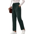 thumbnail image 2 of Womens Corduroy Pants Vintage Dressy Casual Straight Leg High Waist with Pockets Fall Comfortable Work Trousers 2026 Dark Green XL, 2 of 5
