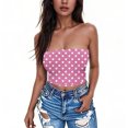 thumbnail image 2 of Agkizg Polka Printed Bandeau Bra Ruffled Sleeveless Top Elastic Solid Color Strapless Comfortable Bralette (Women's or Women's Plus), 2 of 5