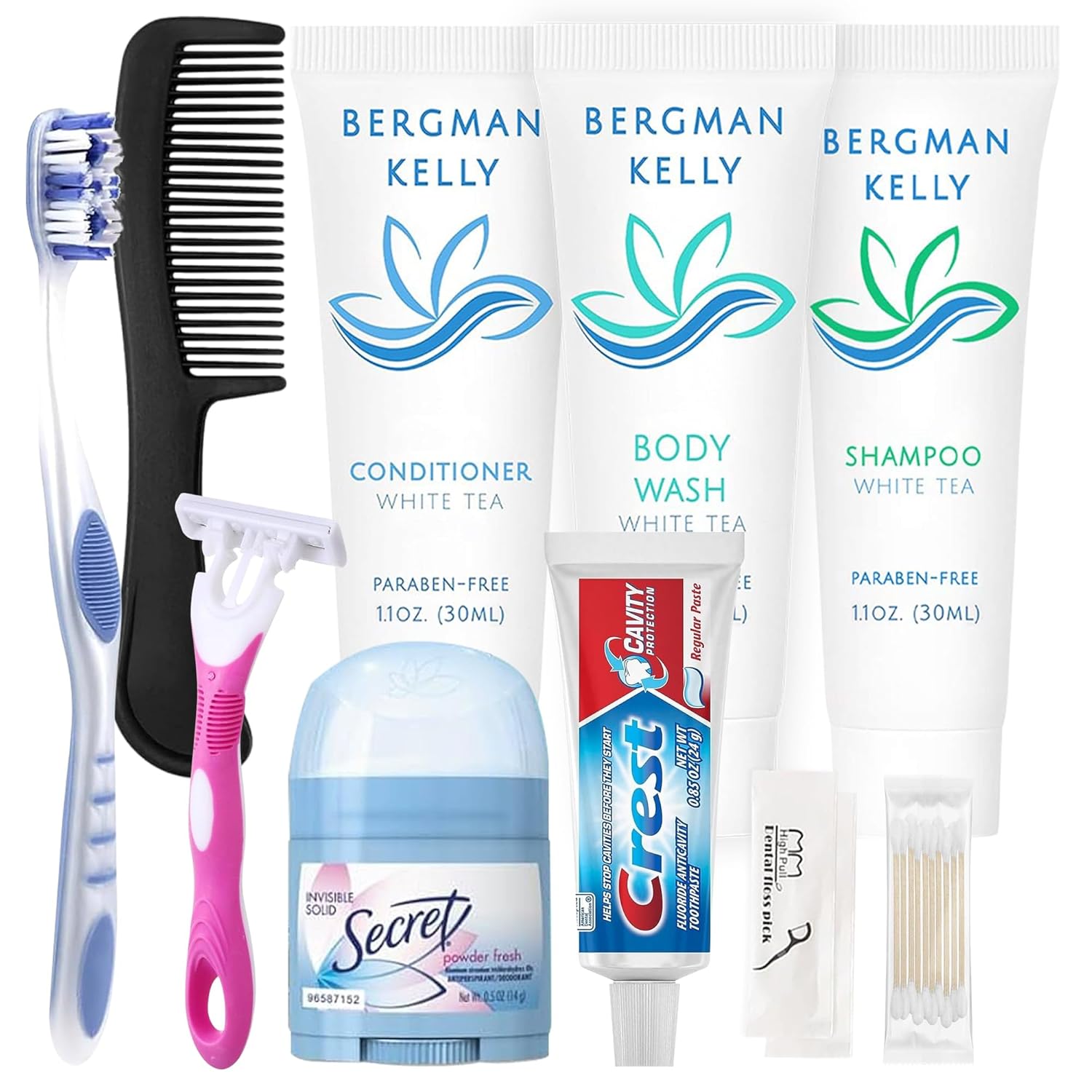 Trektote Bulk Hygiene Kit For Women – (50 Pack) 12 Piece Set Of Travel Size Toiletries, TSA Compliant, Bulk Travel Essentials, Includes Shampoo And Conditioner, Body Wash, Toiletry Bag & More