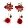 thumbnail image 4 of 1pair Classical Hair Clips Floral Pompom Tassel Hair Clip Vintage Hair Pin Hanfu Hair Barrette Hair Accessories for Women Girls Ladies (Red), 4 of 5