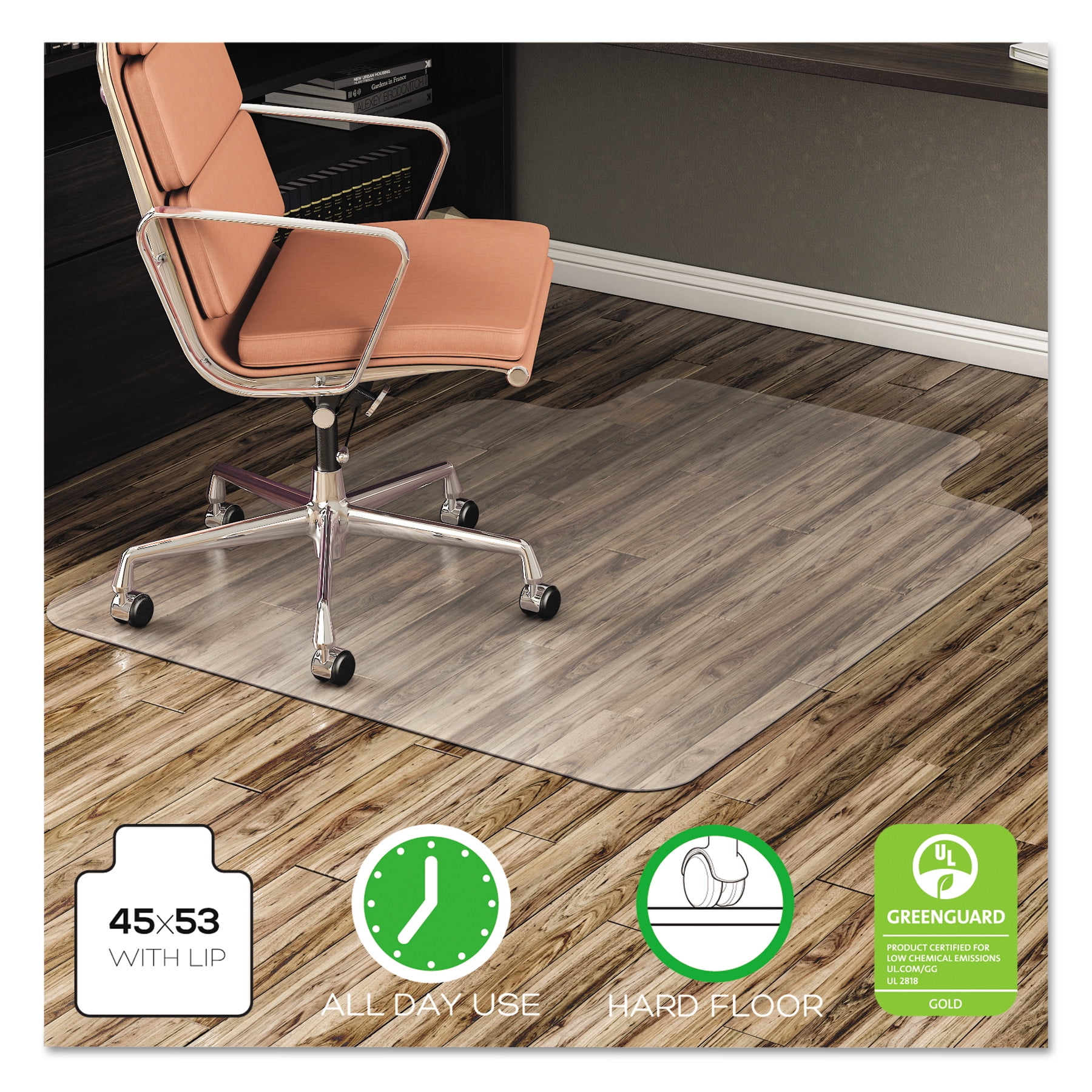 Deflecto EconoMat 45 x 53 Chair Mat for Hard Floor, Rectangular with