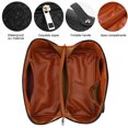 thumbnail image 4 of Bolsa de maquillaje de cuero PU Cremallera a cuadros con asa y divisor Tejido plano Lay, 4 of 5