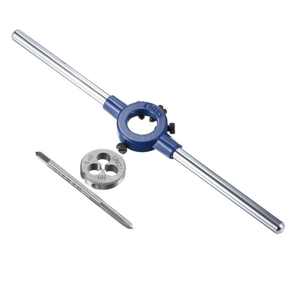 Uxcell 5-40 UNC Tap and Die Set with 20mm Die Stock Handle Wrench Tapping 3 Pack