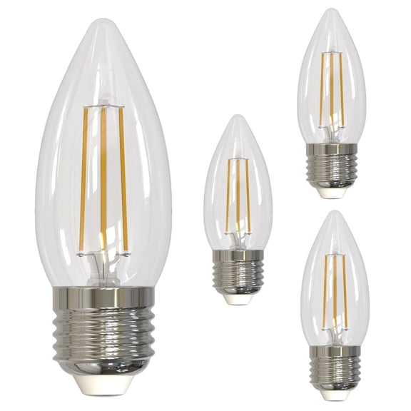 Diodesy- Pack of 4 LED5B11/30K/FIL/E26/3 LED Chandelier Filament Light Bulb, Fully Compatible Dimming, 5.5W (60 Watts Equiv), 3000K Soft White, Dimmable, 500 Lumens, B11 For Ceiling Fan Lights/Pendant